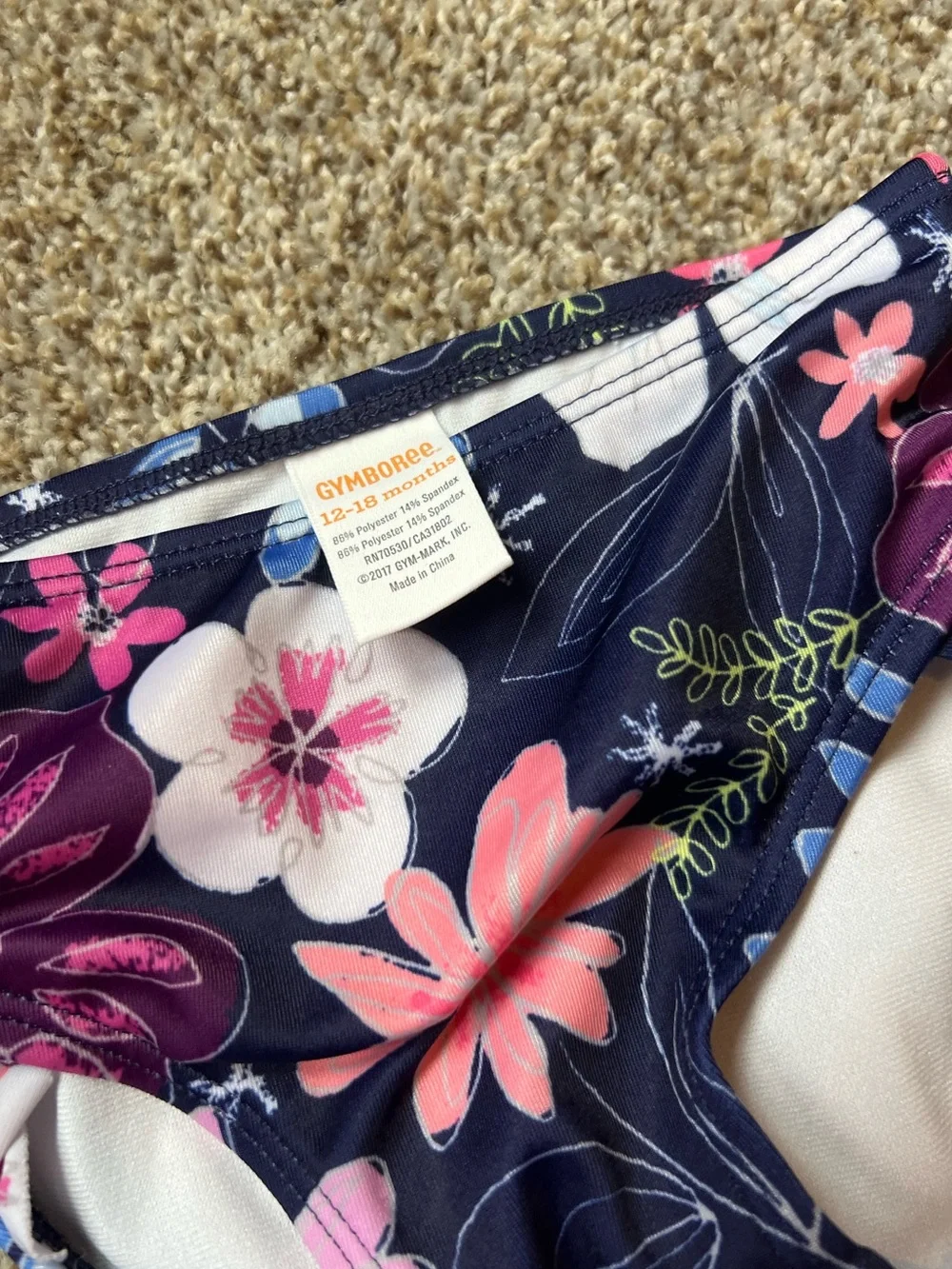 🎉5/$20🎉GYMBOREE Navy Floral Colorful Two-Piece Infant Bikini 12-18m